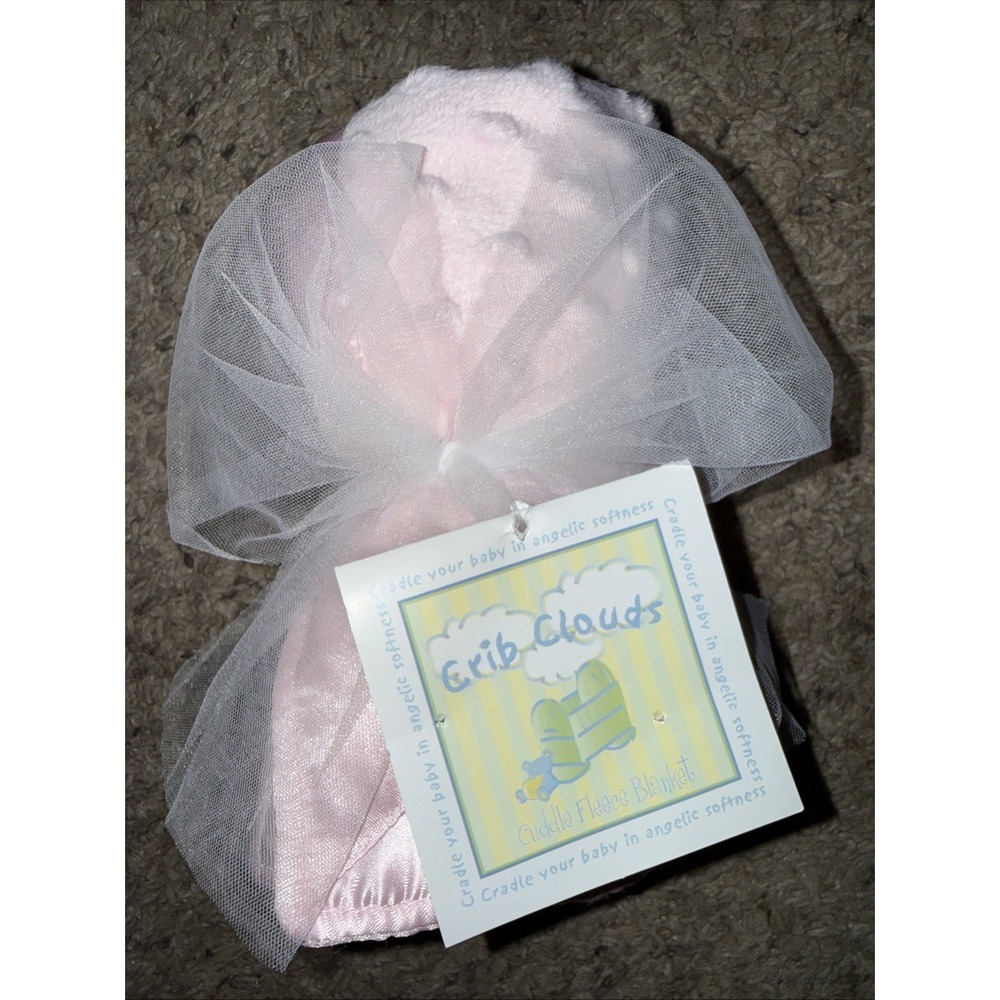 Crib Clouds‎ by Colorado Pink Cotton Candy Minky Dot Satin baby Crib Blanket NOS